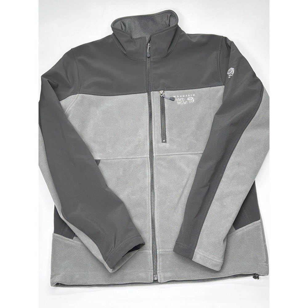 Mountain Hardwear Mens Full Zip Fleece Jacket Grey Softshell Overlay Medium‎